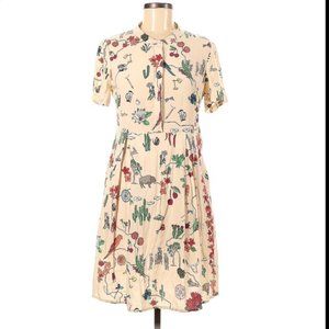 Boho prairie print silk dress size 40